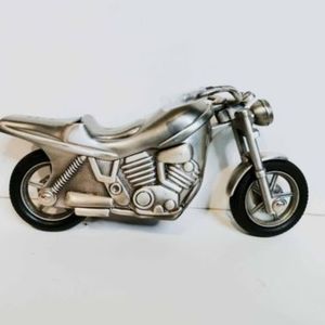 𝅺METAL motorcycle piggy bank- JRB engraved.